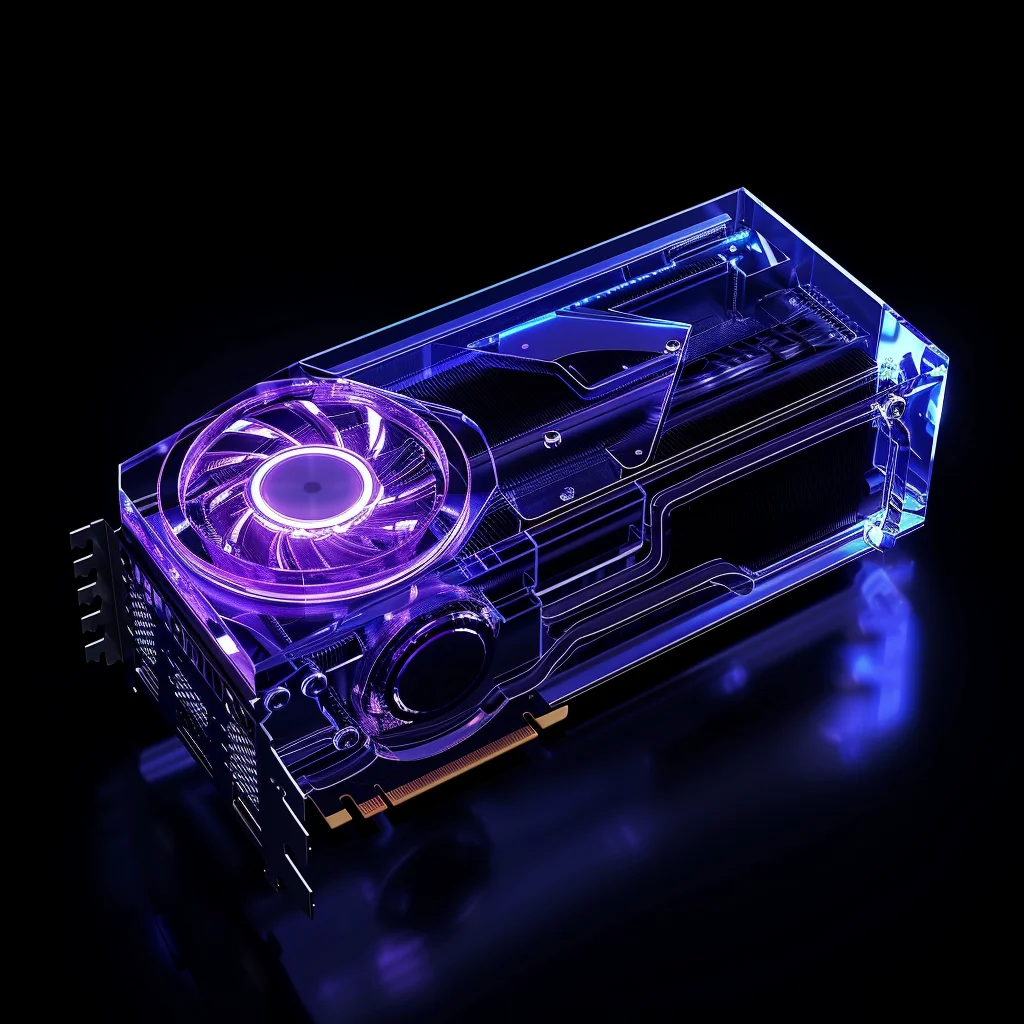 transparent GPU card structure 3D graphics blue NVIDIA GeForce