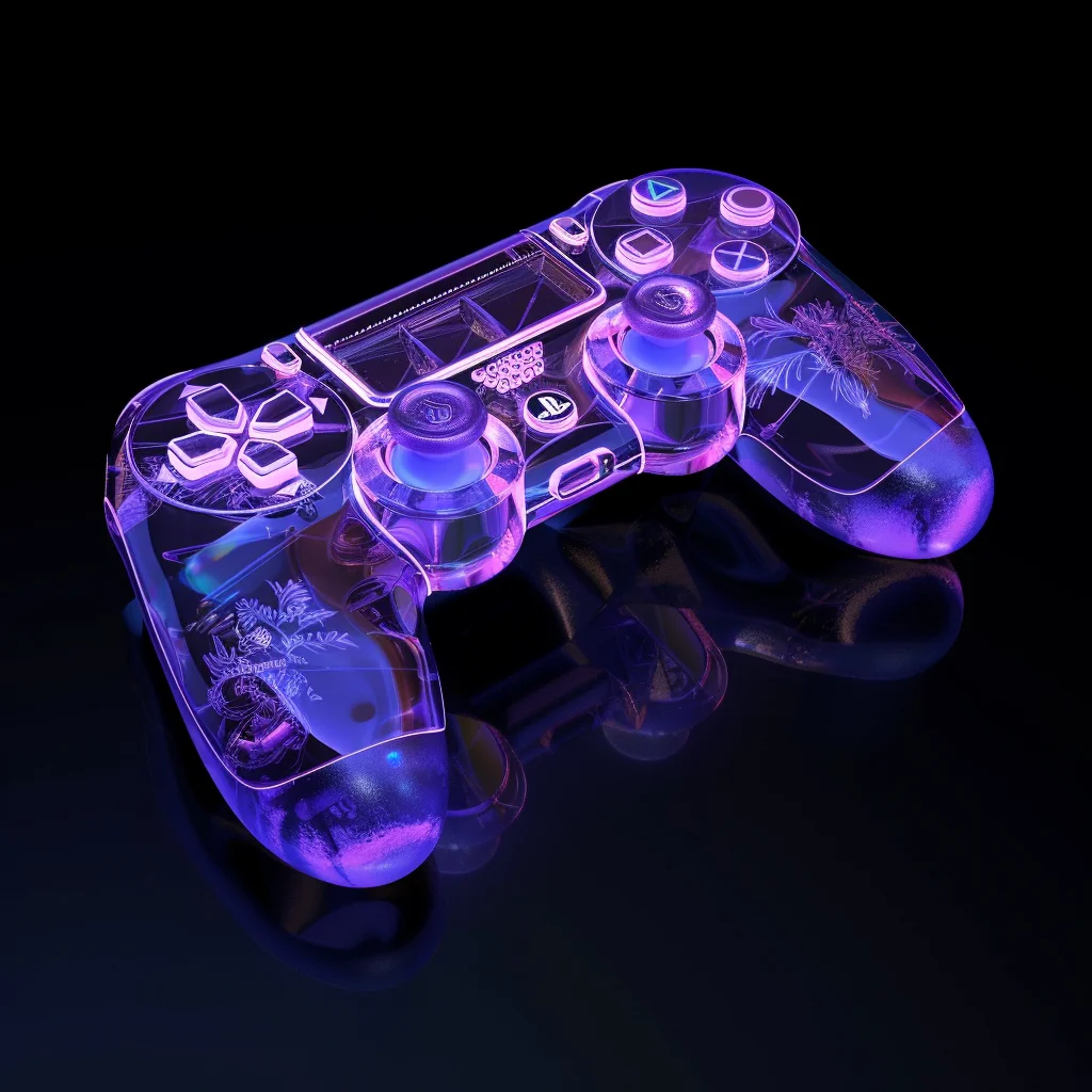 transparent purple structure 3D gamepad game blue