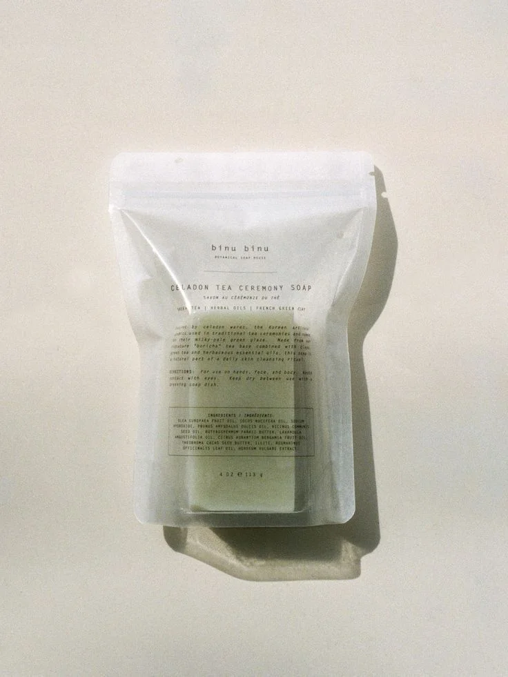 Transparent Soap Bag Green Minimalist Skincare