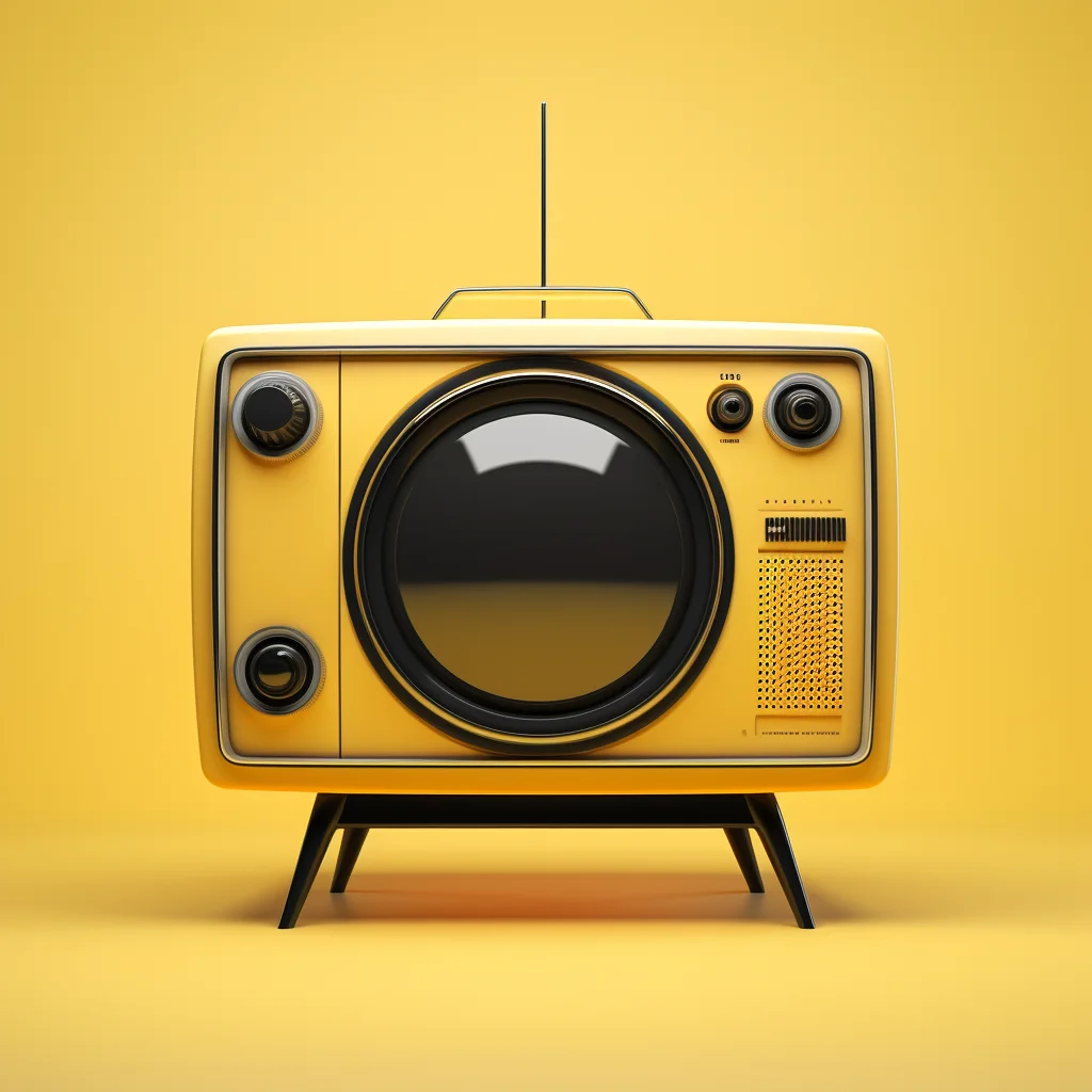 tv television yellow black retro industrial product functional design 3D rendering photography