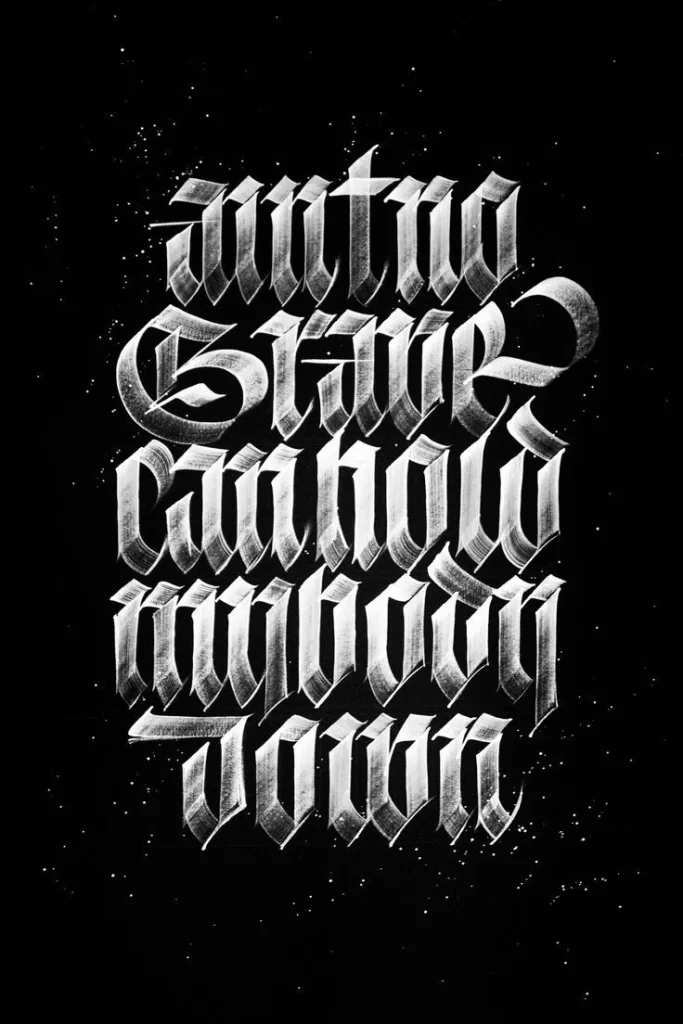 Typography Artwork Black White Calligraphy