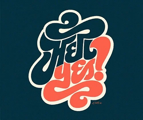 Typography Artwork Blue Red Sticker
