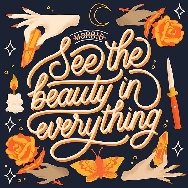 Typography Artwork Orange Yellow Black Inspirational