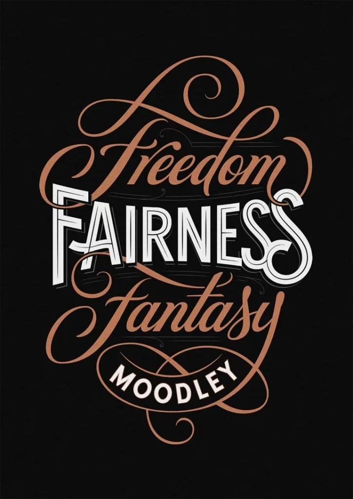 Typography Black Orange White Moody