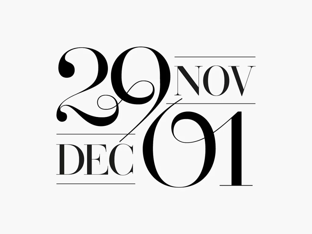 Typography Black White Calendar