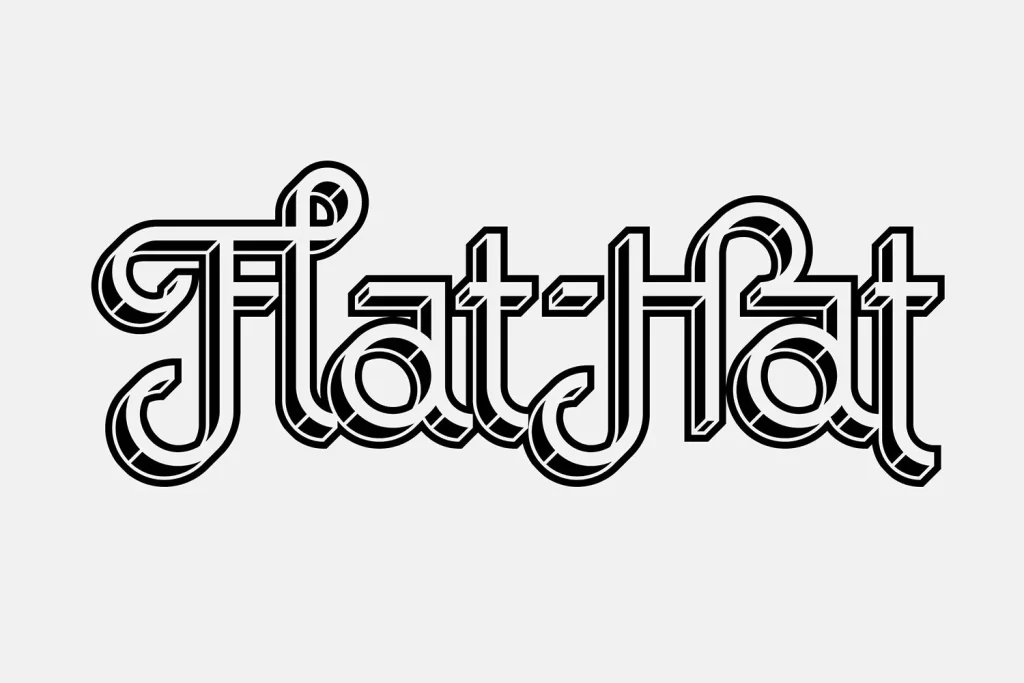 Typography Black White Flat Hat