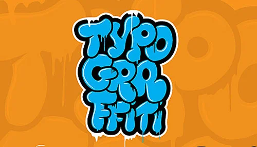 Typography Blue Orange Graffiti Art