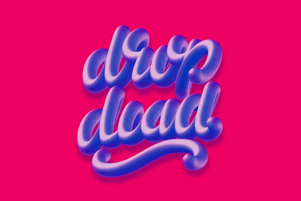 Typography Blue Red Lettering