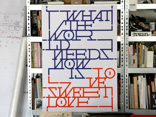 Typography Blue Red Poster