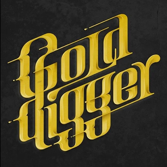 Typography Gold Black