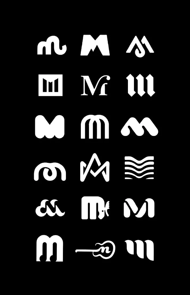 Typography Letter M Black White Graphic