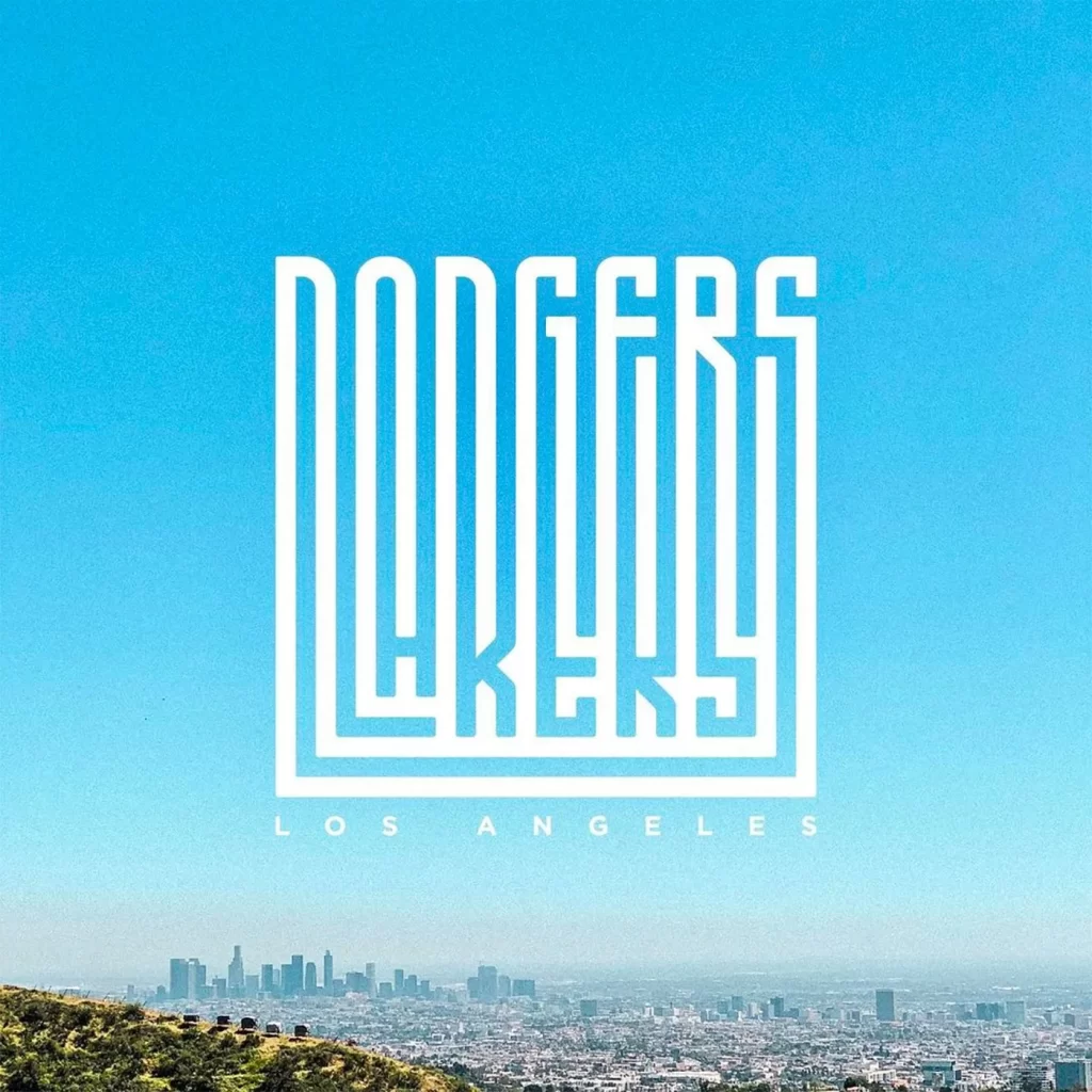 Typography Los Angeles Blue White Cityscape