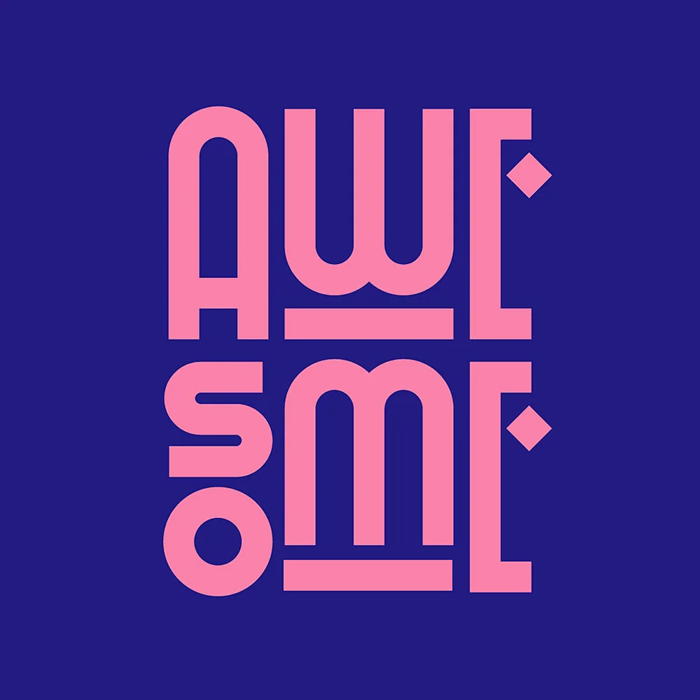 Typography Pink Blue Logo