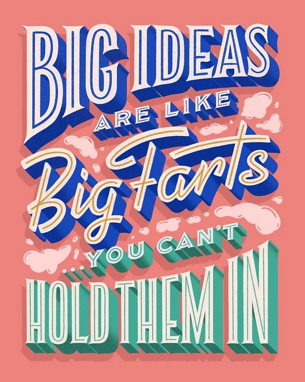 Typography Poster Blue Red White Humor