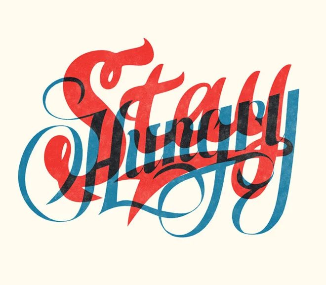 Typography Red Blue Black Lettering