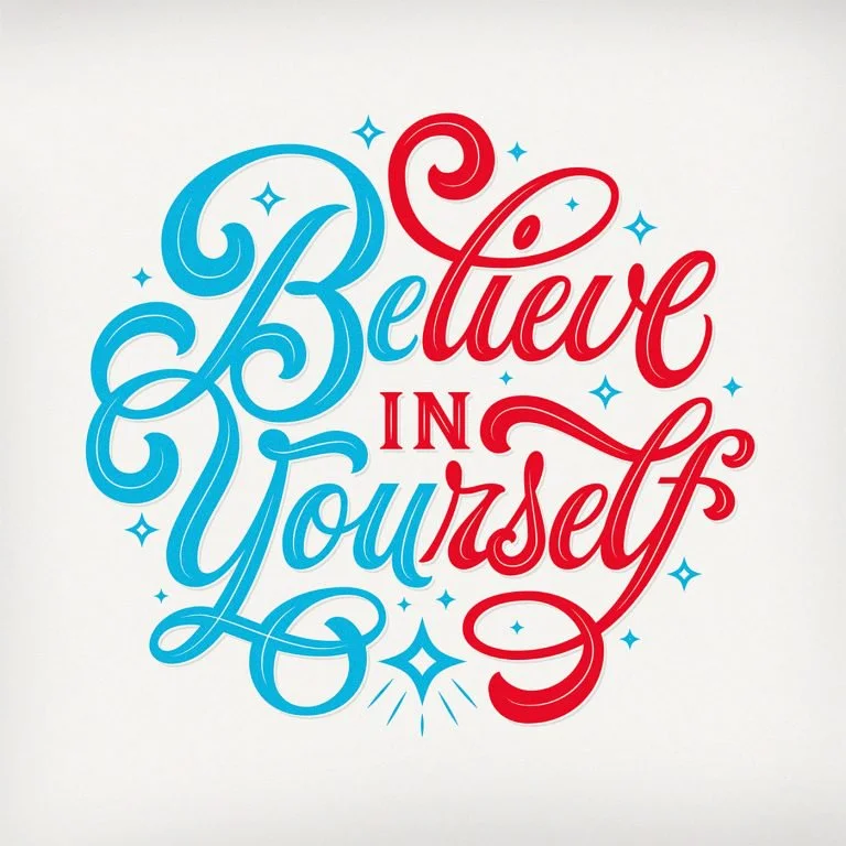 Typography Red Blue Motivational Art
