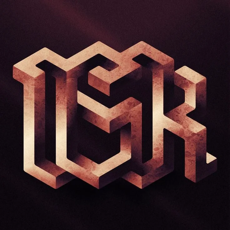 Typography Red Brown 3d
