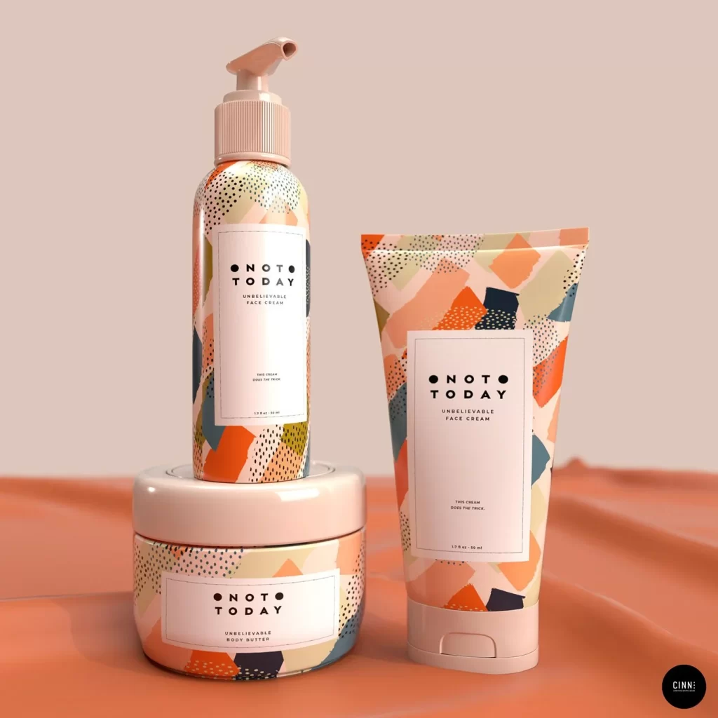 Unbelievable Face Cream Pump Tube Body Butter Jar Pastel Geometric Skincare