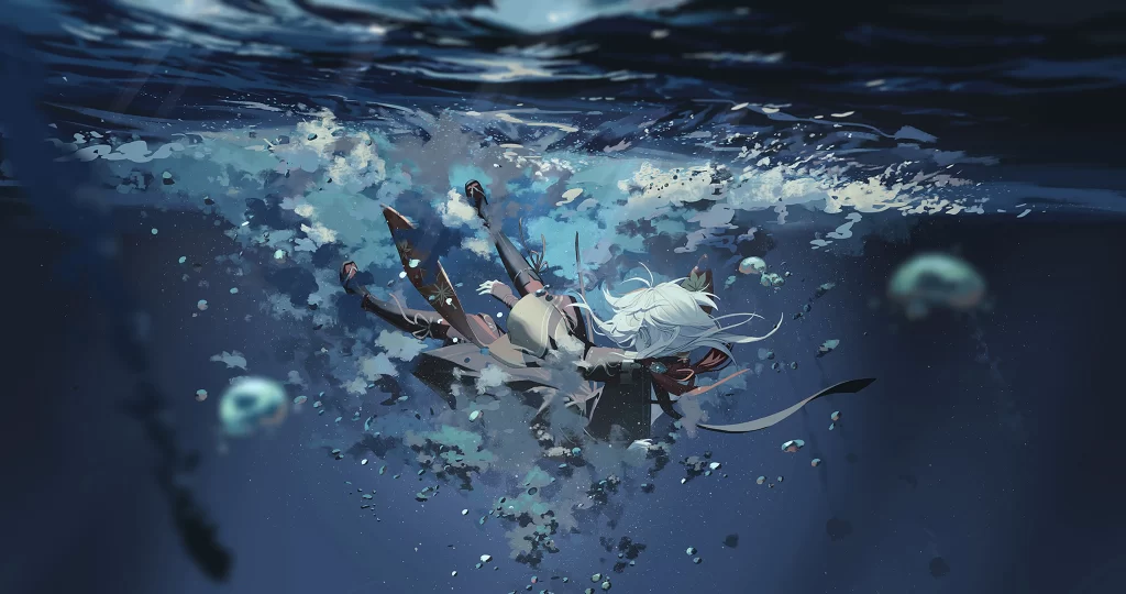 Underwater Scene Blue White Fantasy Artistic