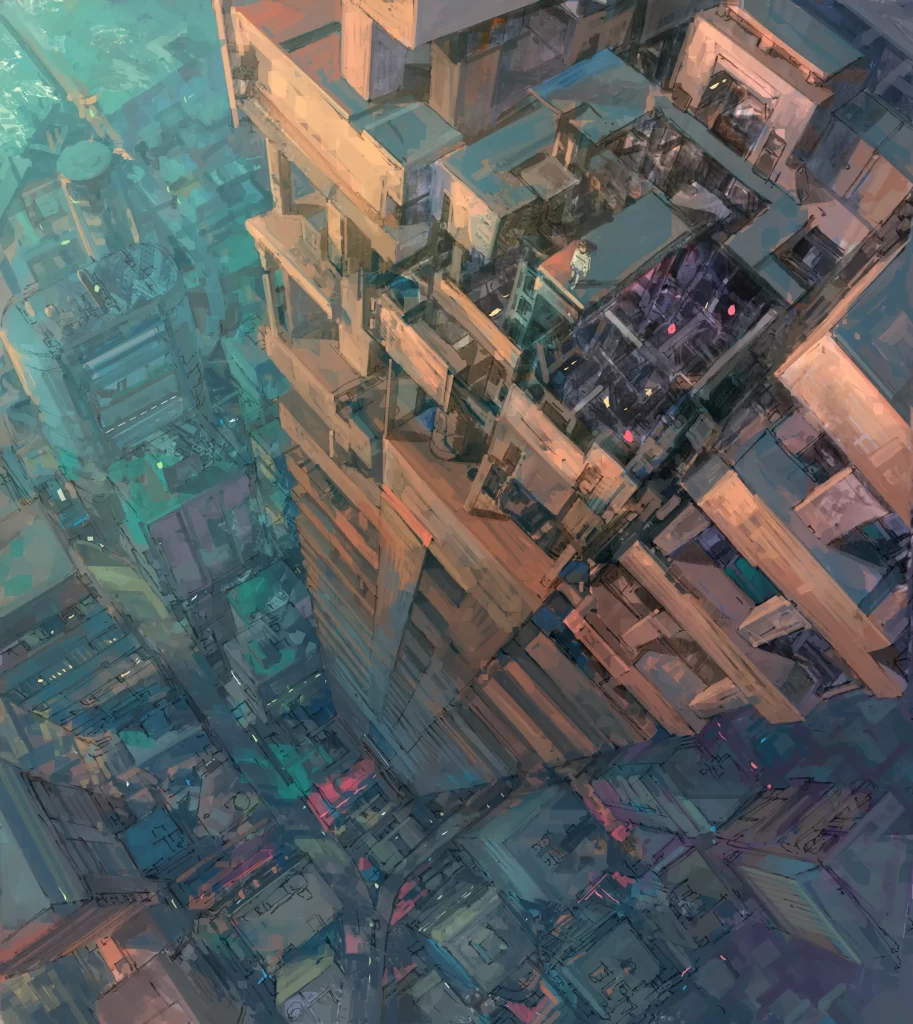 Urban Landscape Multicolored Futuristic Sci Fi