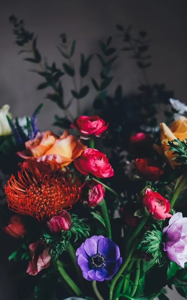 Vibrant Bouquet Red Pink Orange Purple Green