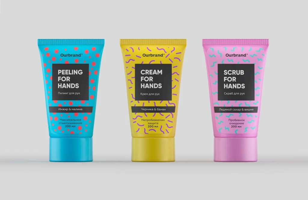 Vibrant Skincare Tube Blue Yellow Pink Fun Design