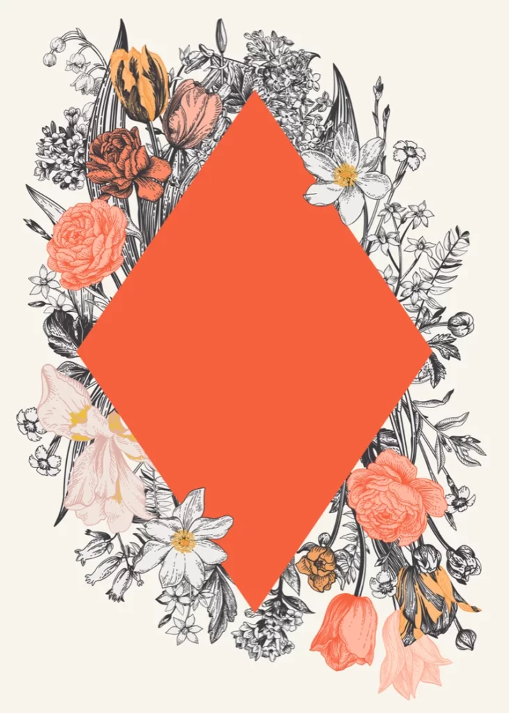 Vintage Red Diamond Floral Centerpiece Illustration