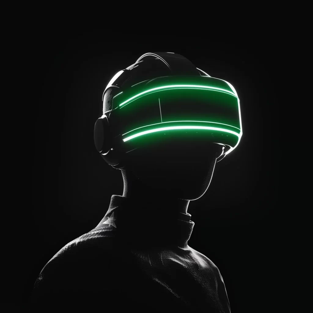 Vr Headset Green Neon Black Silhouette