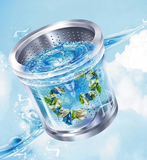 Washing Machine Blue Water Clothes Clean Cycle