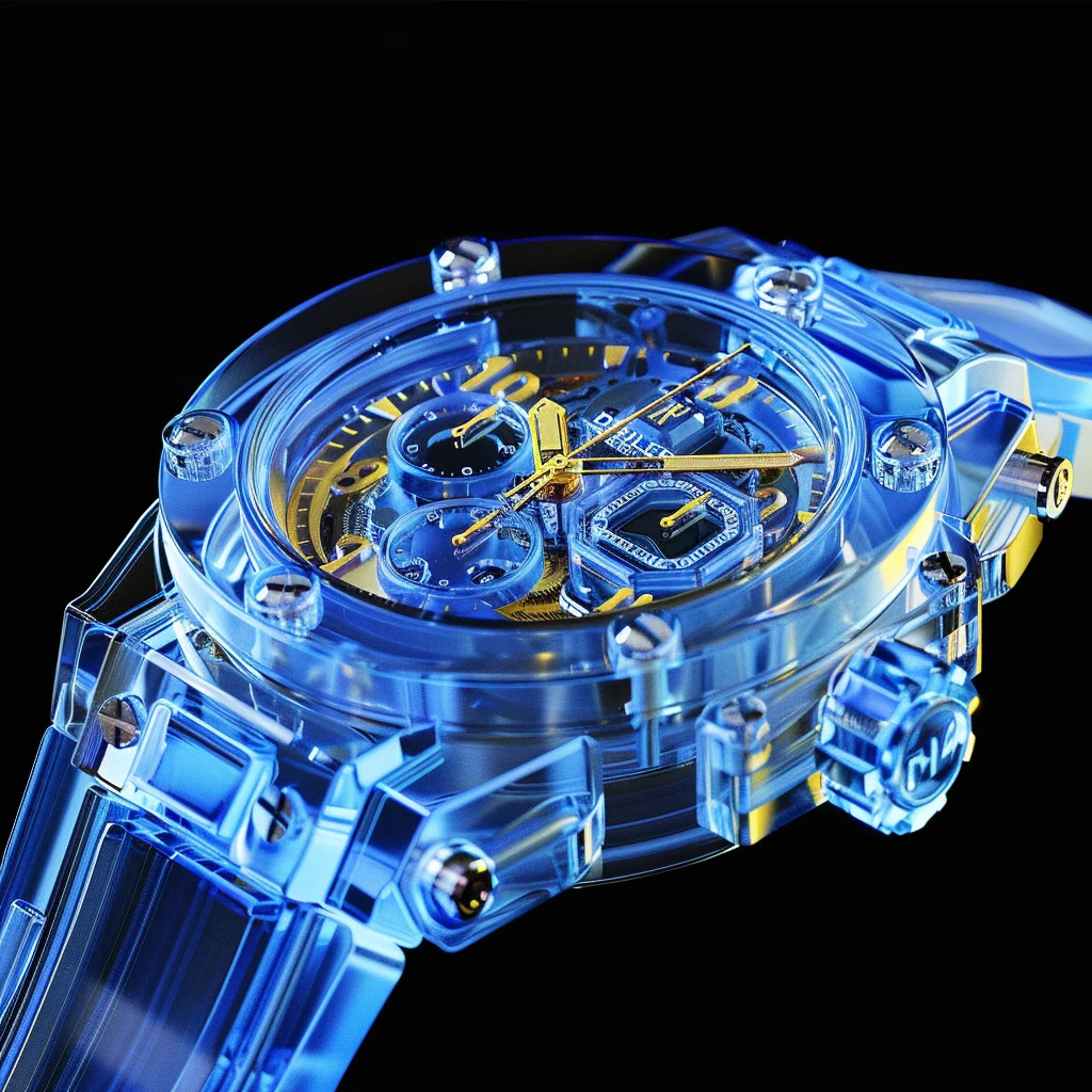 watch 3D blue transparent structure