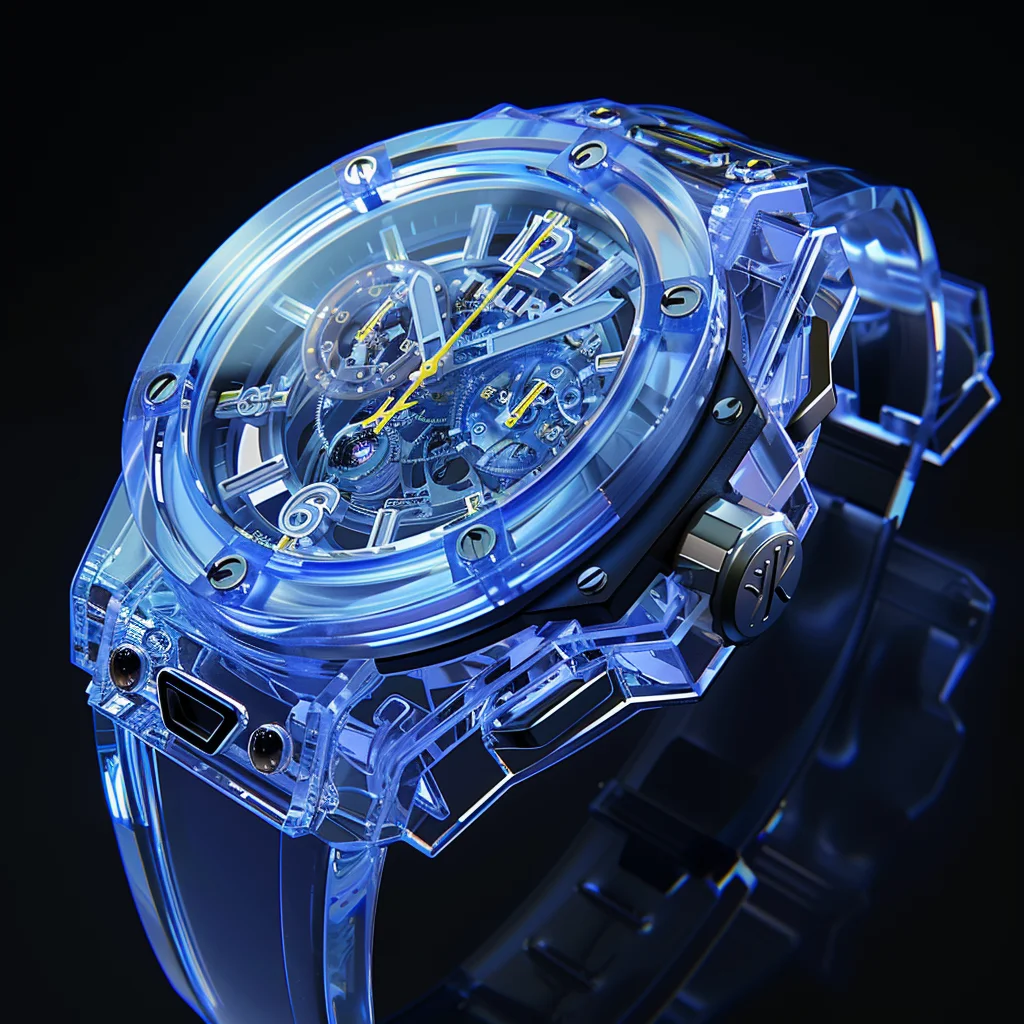 watch structure blue 3D transparent