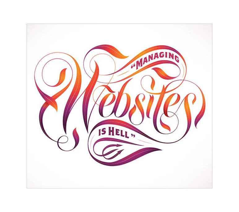 Website Management Hell Red Orange Typography