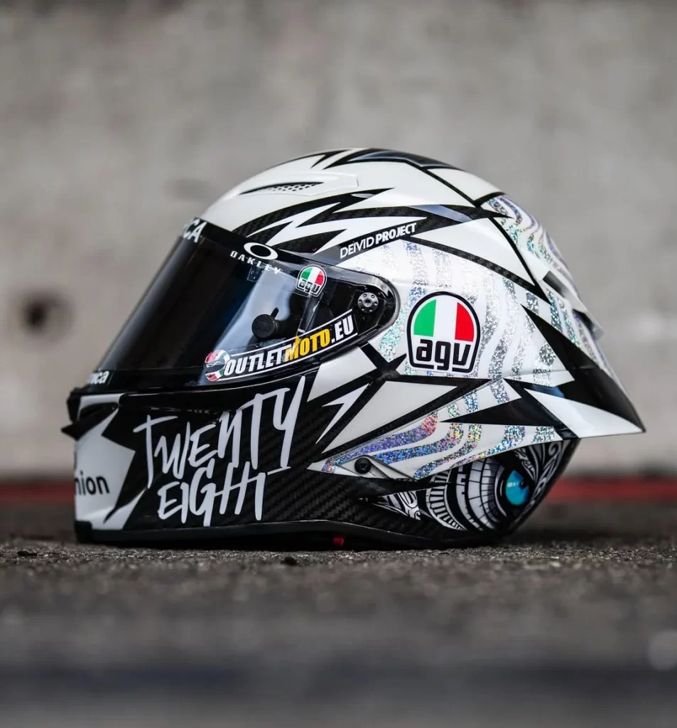White Black AGV Helmet Motorcycle