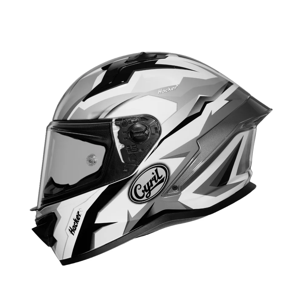 White Black Cyril Helmet Front Motorcycle