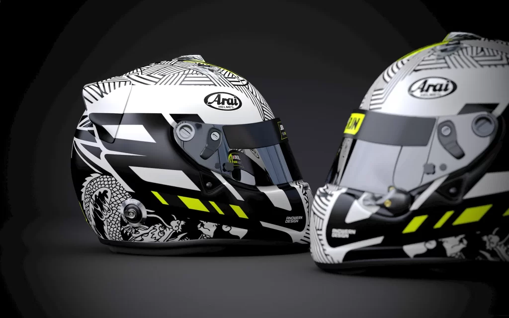 White Black Dragon Arai Helmet Motorcycle