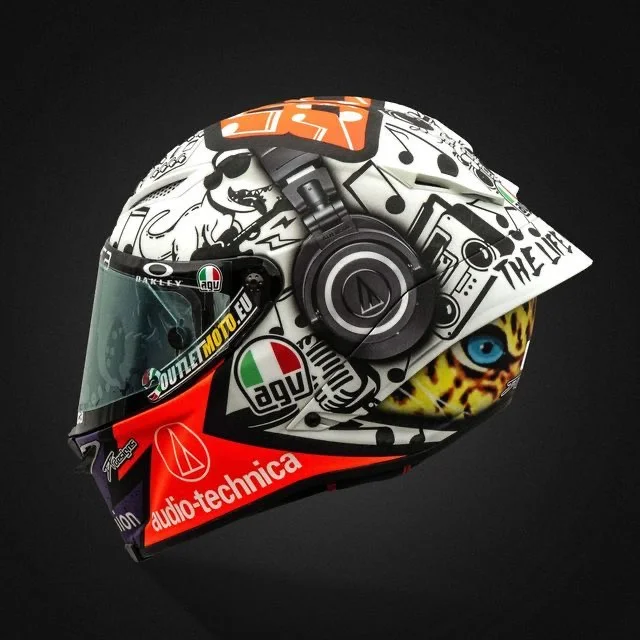White Black Orange Graffiti AGV Helmet Motorcycle