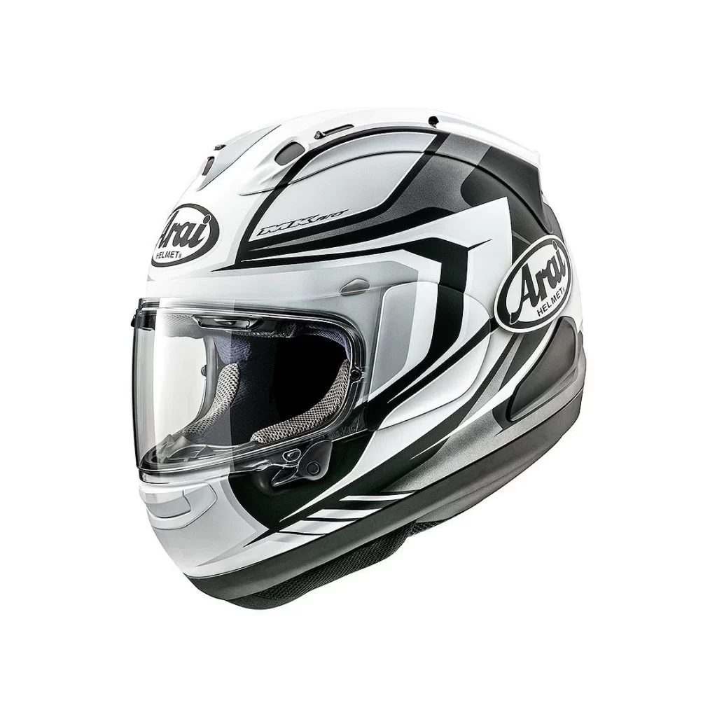 White Black Stripes Arai Helmet Motorcycle