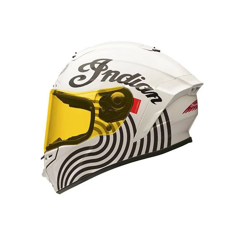 White Black Stripes Indian Helmet Motorcycle