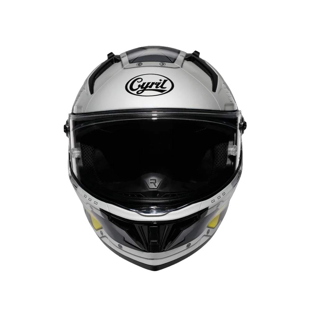 White Black Yellow Cyril Helmet Motorcycle