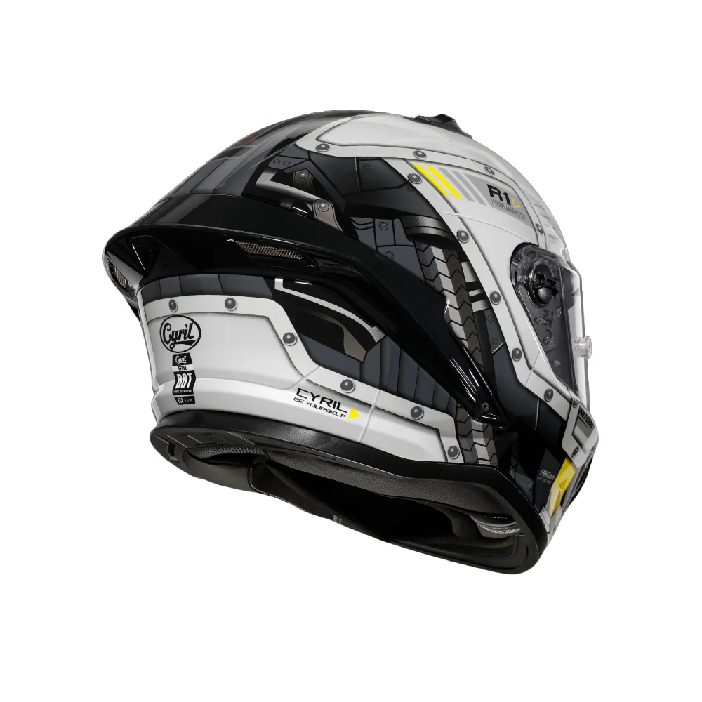 White Black Yellow Geometric Side Motorcycle