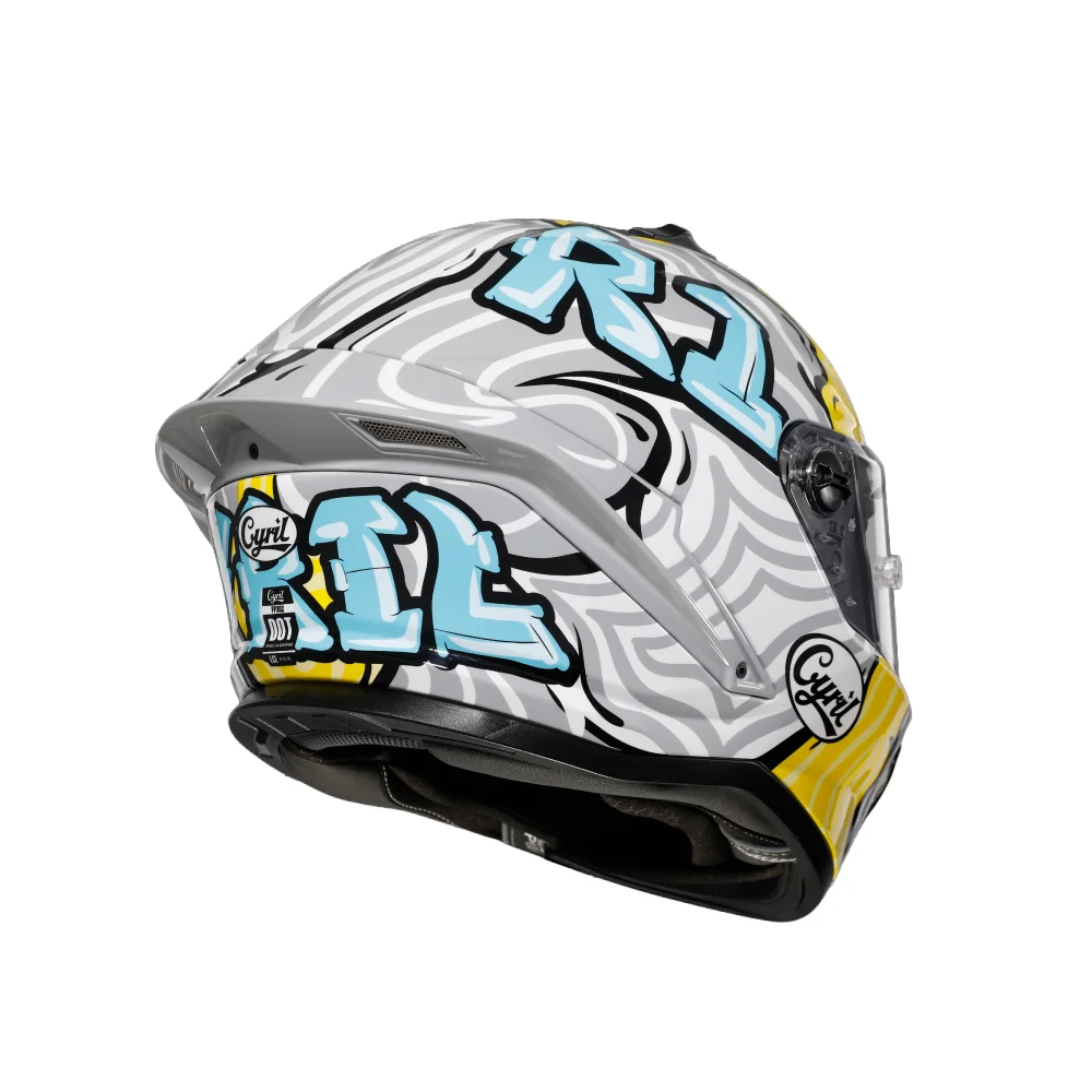 White Black Yellow Graffiti Cyril Helmet Motorcycle
