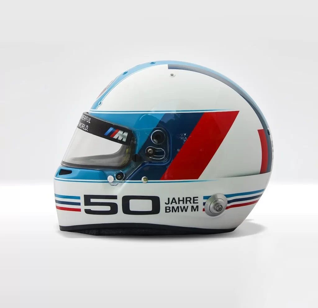White Blue Red Stripes BMW Helmet Motorcycle