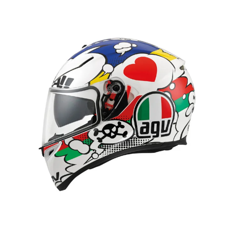 White Blue Red Yellow AGV Helmet Motorcycle
