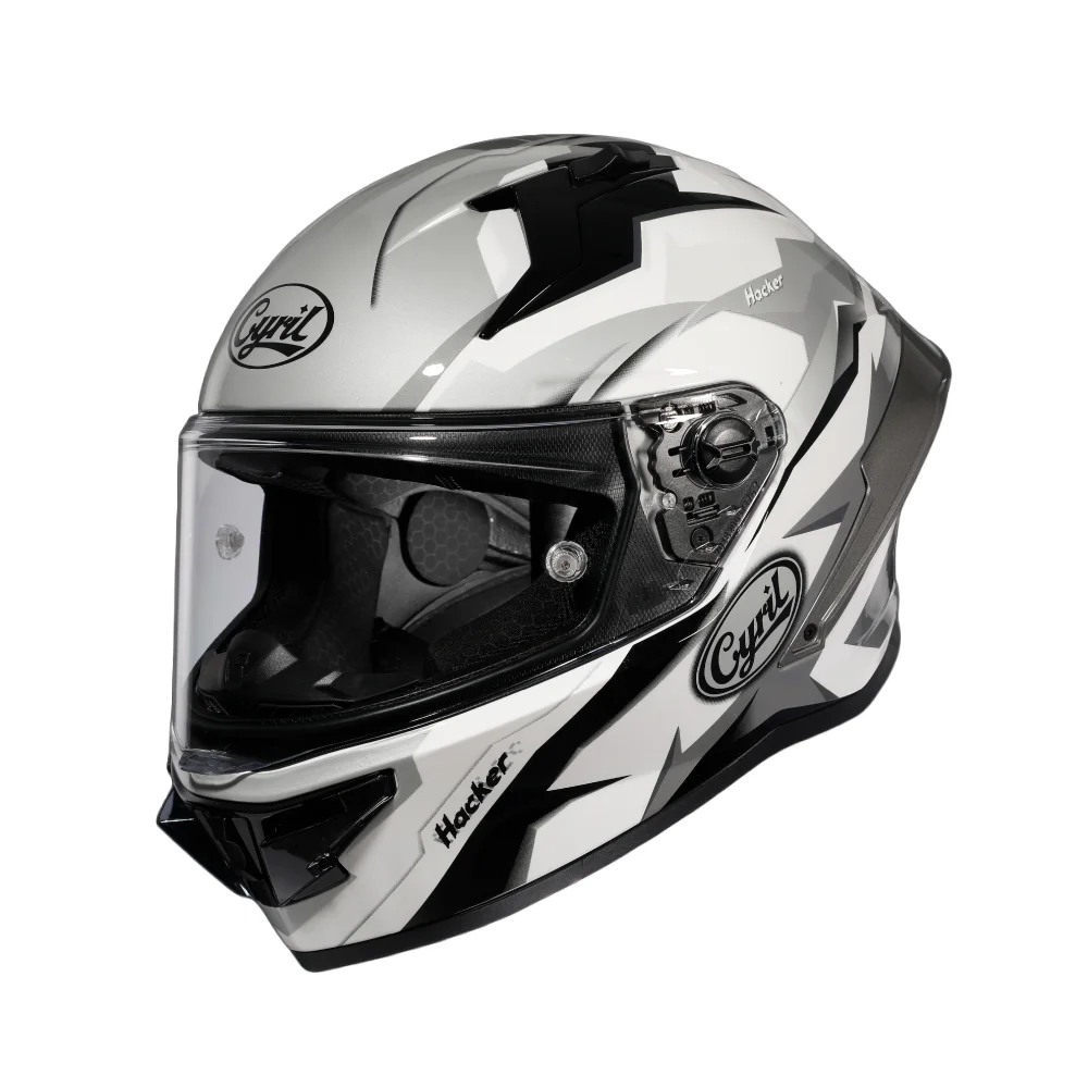 White Cyril Geometric Helmet Side Motorcycle