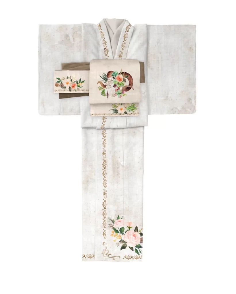 White Floral Embroidery Kimono