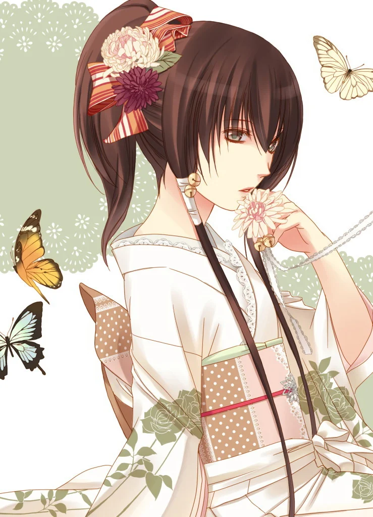 White Floral Kimono Polka Dot Elegant Ceremonial