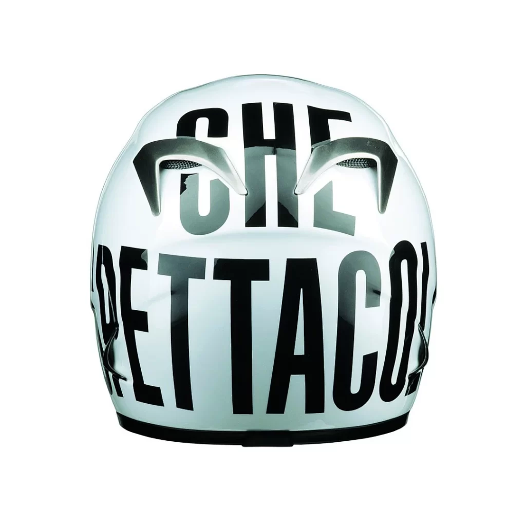 White Helmet Black Letters Futuristic
