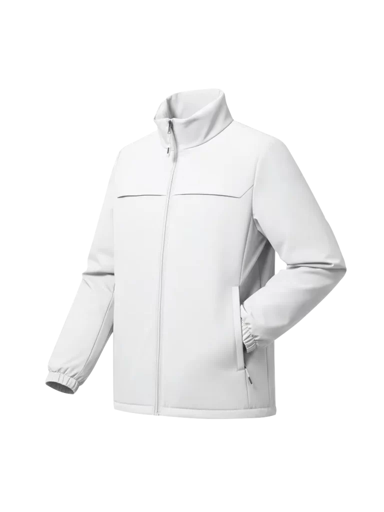 White Jacket Soft Shell Fabric Zipper
