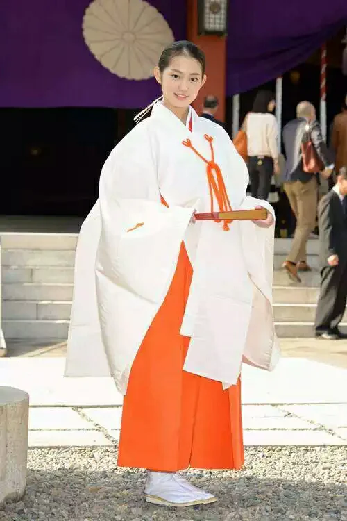 White Orange Kimono Simple Geometric Elegant Ceremonial