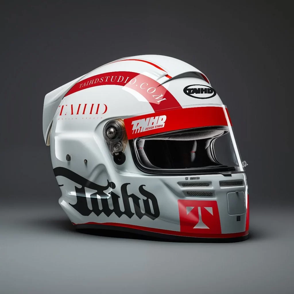 White Red Black Tmhd Helmet Motorcycle